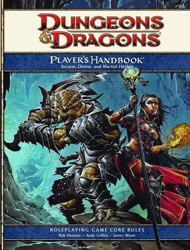 Questa è la copertina del "Dungeons & Dragons Player's Handbook" che mostra due eroi in armatura, un guerriero e una maga, intenti in un'avventura. (Didascalia da IA)